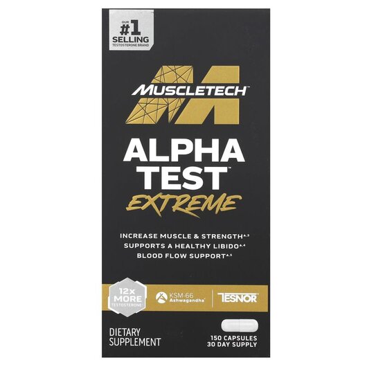 Основне фото товару Muscletech, AlphaTest Extreme, Бустер Тестостерону, 150 капсул
