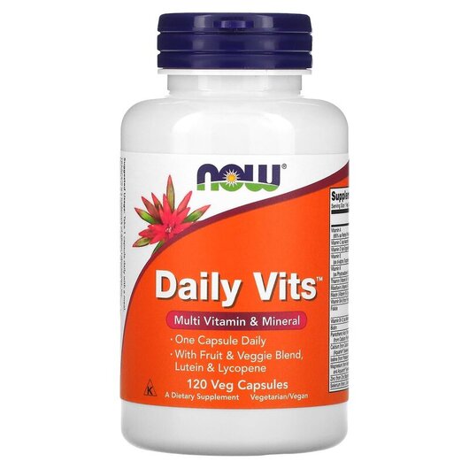 Основне фото товару Daily Vits Multi Vitamin & Mineral Основне фото товару NOW Foods, Daily Vits Multi, Мультивітаміни, 120 капсул