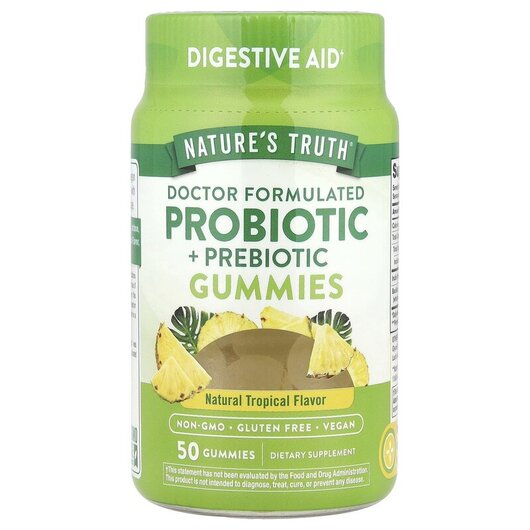 Основне фото товару Digestive Aid + Ginger Aloe Vera Gummies Natural Tropical Основне фото товару Digestive Aid + Ginger Aloe Vera Gummies, Пробиотики, 50 цукерок