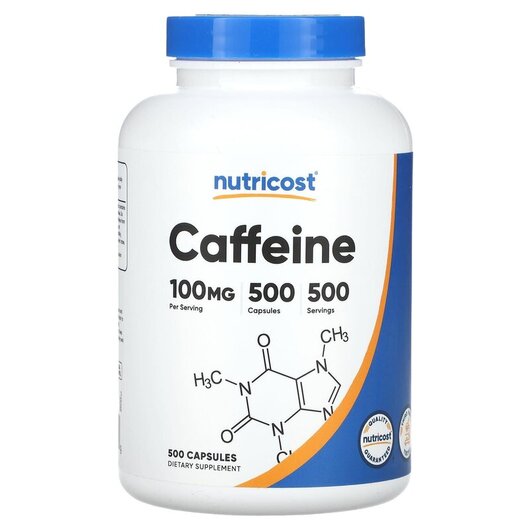 Основне фото товару Nutricost, Caffeine 100 mg, Кофеїн, 500 капсул