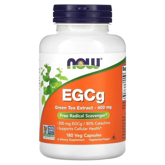 Основне фото товару NOW Foods, EGCg 400 mg, Екстракт Зеленого Чаю, 180 капсул