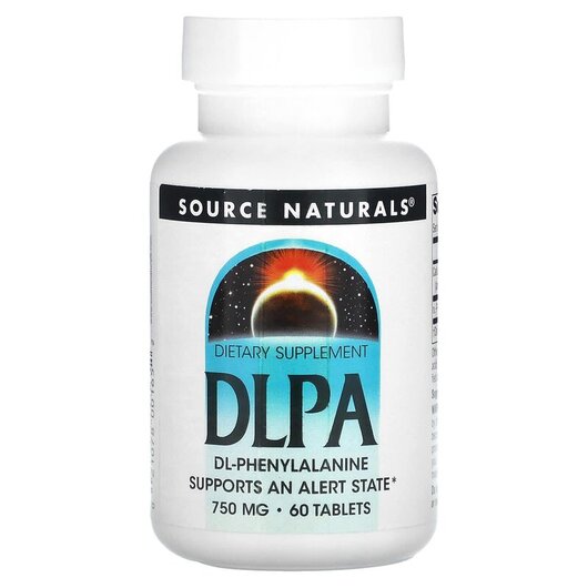 Основне фото товару DLPA 750 mg Основне фото товару Source Naturals, DLPA 750 mg, L-Фенилаланін, 60 таблеток