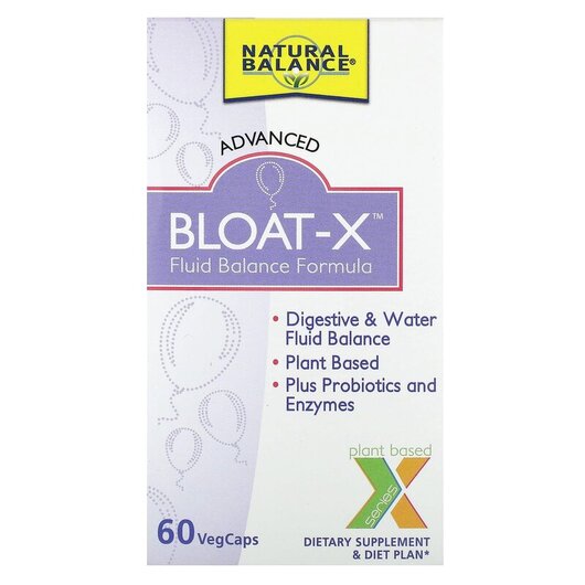 Основное фото товара Natural Balance, Ферменты, Bloat-X Fluid Balance Formula, 60 капс