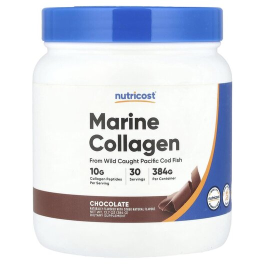 Основное фото товара Nutricost, Коллаген, Marine Collagen Chocolate, 384 г