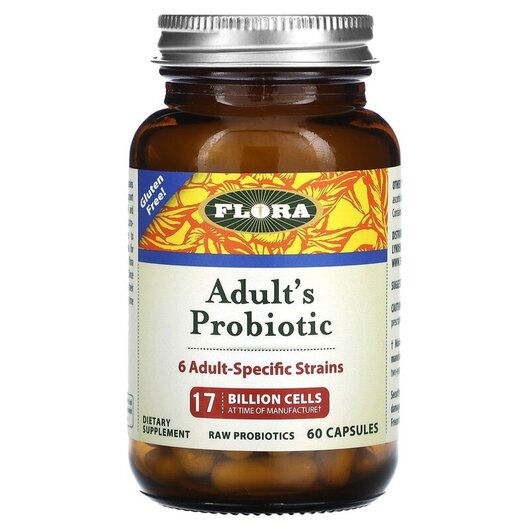 Основне фото товару Adult's Probiotic 17 Billion Cells Основне фото товару Flora, Adult's Probiotic, Пробіотики для дорослих, 60 капсул