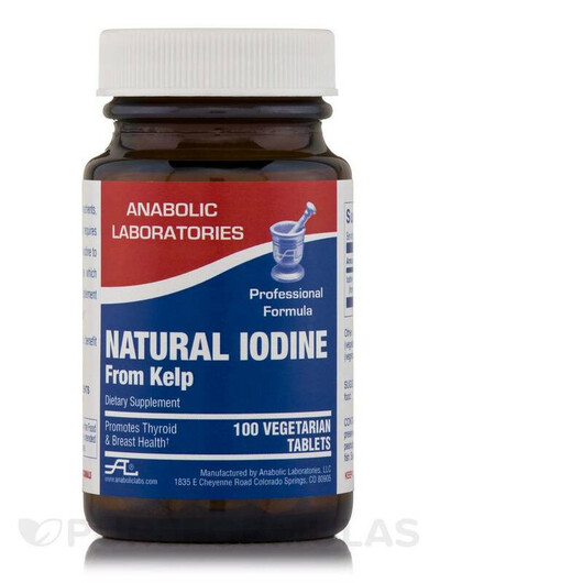 Основне фото товару Anabolic Laboratories, Natural Iodine from Kelp, Йод, 100 таблето
