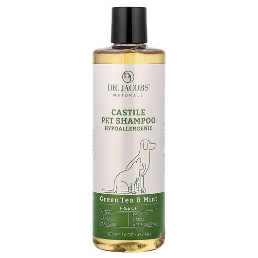 Основне фото товару Castile Pet Shampoo Green Tea & Mint Основне фото товару Castile Pet Shampoo Green Tea & Mint, Шампунь, 473 мл
