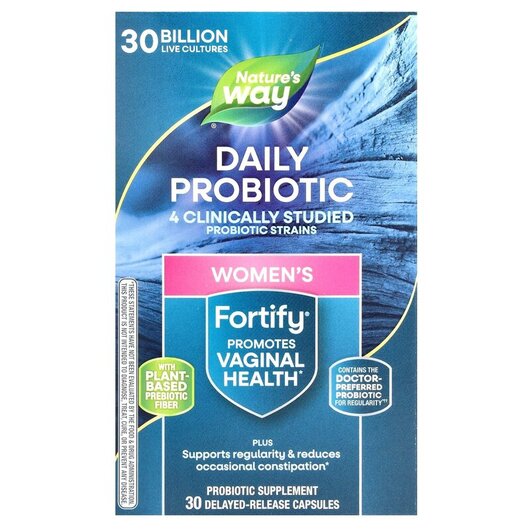 Основное фото товара Fortify Women's Probiotic + Prebiotics Everyday Care 30 Billion Основное фото товара Fortify Women's, Пробиотики для женщин, 30 Delayed-Release V