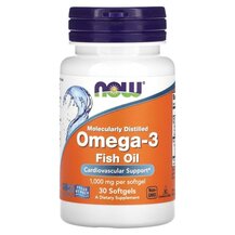 Омега 3 Omega-3 Molecularly Distilled NOW Foods 30 капсул Омега 3 Omega-3 Molecularly Distilled NOW Foods 30 капсул