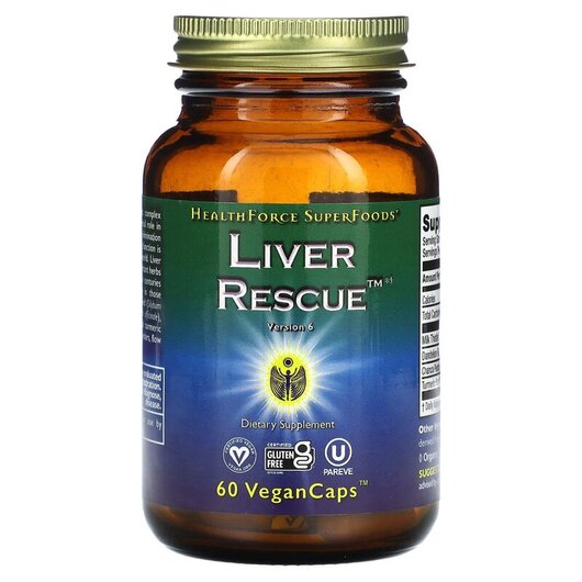 Основне фото товару HealthForce Superfoods, Liver Rescue, Підтримка печінки, 60 капсу