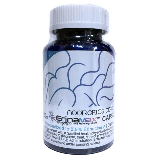 Основне фото товару Nootropics Depot, Erinamax Capsules, Гриби Левова Грива, 120 капс