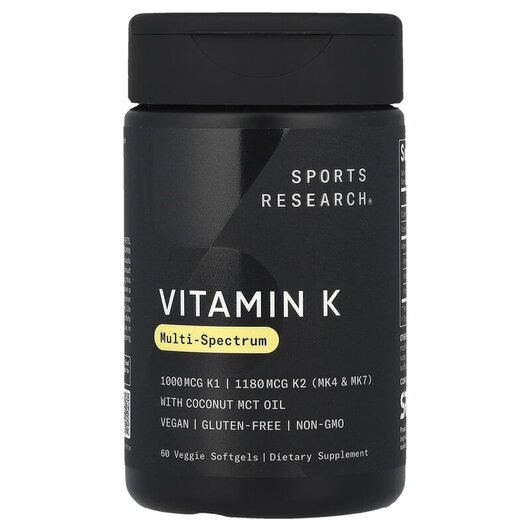 Основное фото товара Vitamin K Основное фото товара Sports Research, Витамин K Филлохинон, Vitamin K, 60 капсул