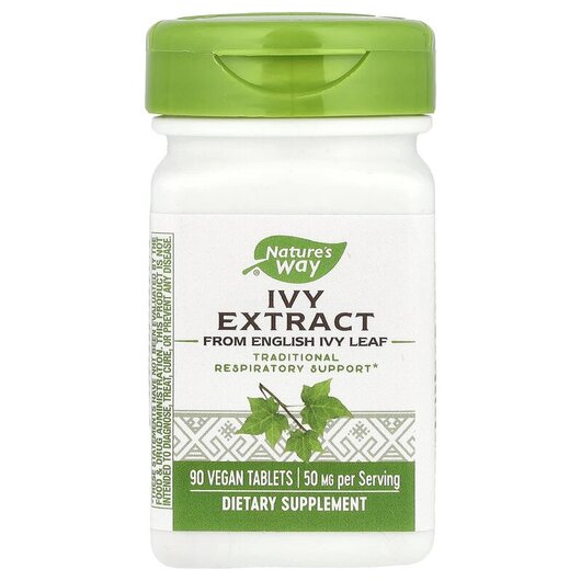 Основное фото товара Ivy Extract Respiratory Health 50 mg Основное фото товара Nature's Way, Экстракт плюща, Ivy Extract 50 mg, 90 таблеток