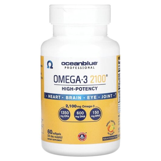 Основне фото товару Professional Omega-3 2100 High-Potency Основне фото товару OceanBlue, Omega-3 2100, Омега 3, 60 капсул