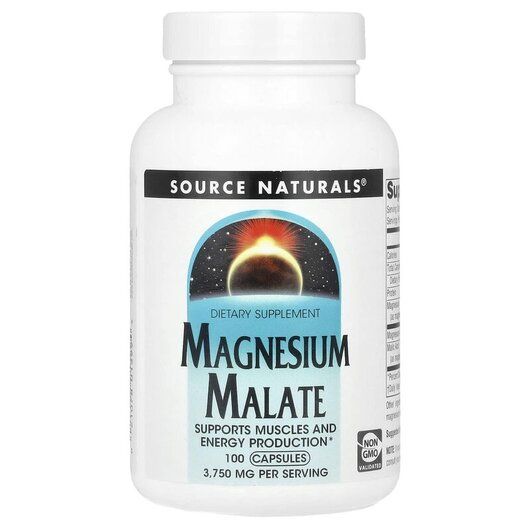 Основное фото товара Source Naturals, Магний, Magnesium Malate 3750 mg, 100 капсул