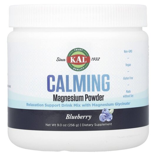 Основное фото товара Calming Magnesium Powder Blueberry Основное фото товара KAL, Магний, Calming Magnesium Powder Blueberry, 256 г