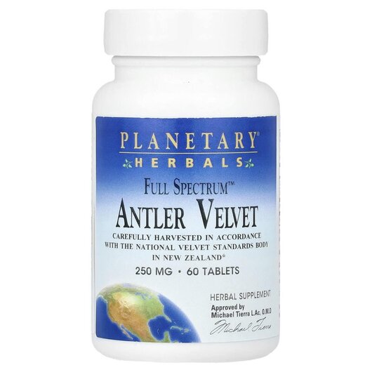 Основне фото товару Planetary Herbals, Antler Velvet, Оленячий ріг, 60 таблеток