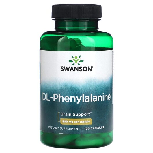 Основне фото товару DL-Phenylalanine 500 mg Основне фото товару Swanson, DL-Phenylalanine 500 mg, L-Фенилаланін, 100 капсул