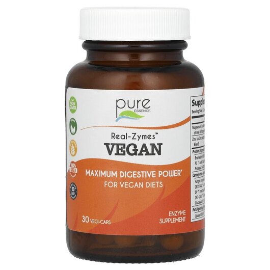 Основне фото товару Real-Zymes Vegan Основне фото товару Pure Essence, Real-Zymes Vegan, Ферменти, 30 капсул