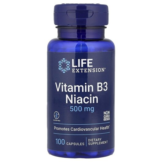 Основне фото товару Vitamin B3 Niacin 500 mg, Вітамін B3 Ніацин 500 мг, 100 капсул
