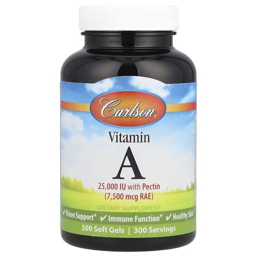 Основне фото товару Carlson, Vitamin A 25000 IU, Вітамін А Ретінол, 300 капсул