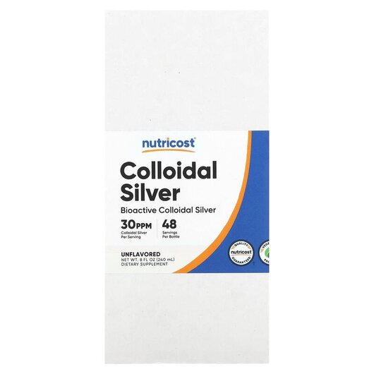 Основное фото товара Colloidal Silver Unflavored Основное фото товара Nutricost, Серебро, Colloidal Silver Unflavored, 240 мл