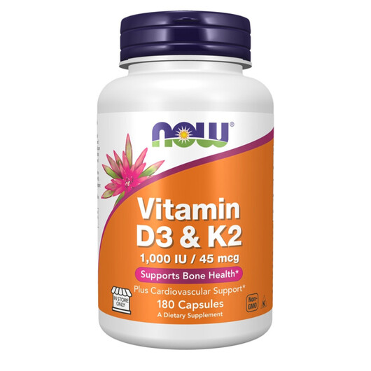 Основное фото товара Vitamin D-3 & K-2 Основное фото товара NOW, Витамины D3 + K2, Vitamin D-3 & K-2, 180 капсул