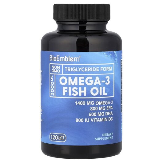 Основне фото товару BioEmblem, Omega-3 Fish Oil, Омега 3, 120 капсул
