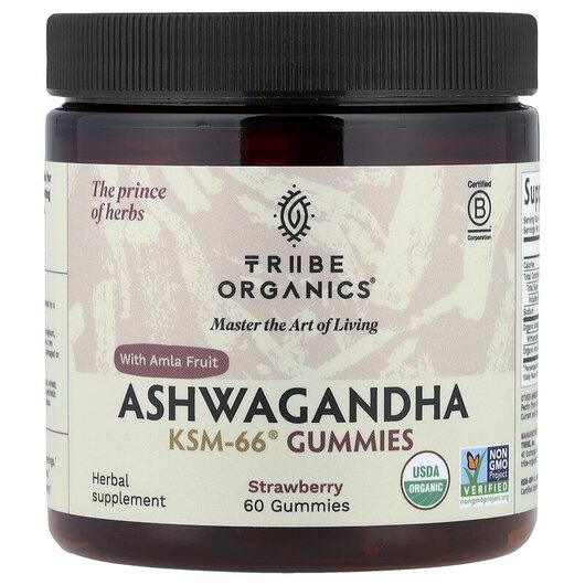 Основне фото товару Ashwagandha KSM-66 Основне фото товару Tribe Organics, Ashwagandha KSM-66, Ашваганда, 60 таблеток