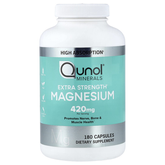 Основне фото товару Qunol, Magnesium, Магній, 180 капсул