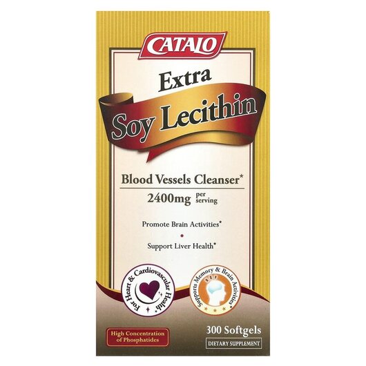Основне фото товару CATALO, Extra Soy Lecithin 2400 mg, Лецитин, 300 капсул