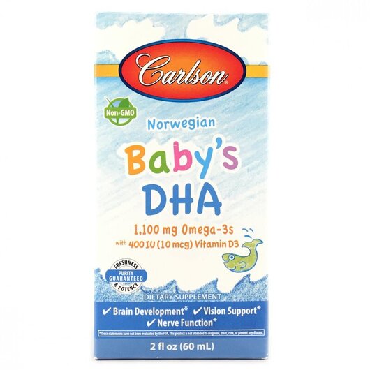 Основне фото товару Carlson, Norwegian Baby's DHA, ДГК для дітей з вітаміном D3,