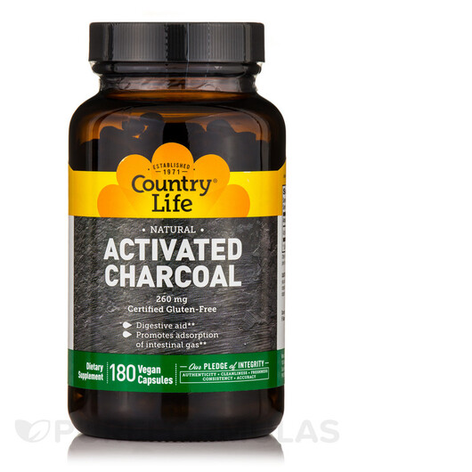 Основное фото товара Активированный уголь, Activated Charcoal 260 mg, 180 капсул