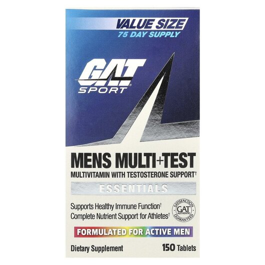 Основное фото товара Mens Multi + Test Основное фото товара GAT, Витамины для мужчин, Mens Multi + Test, 150 таблеток