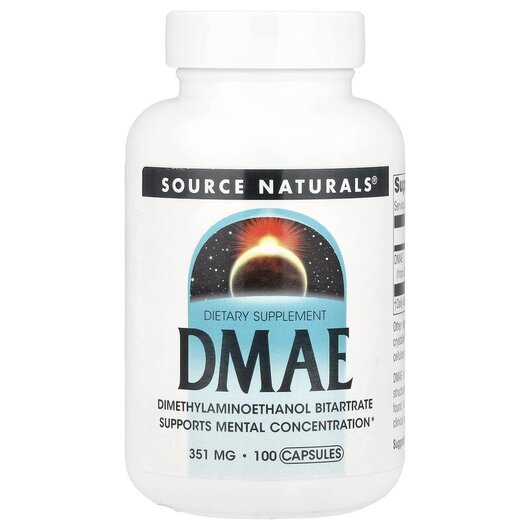 Основное фото товара DMAE 351 mg Основное фото товара Source Naturals, Диметиламиноэтанол, DMAE 351 mg, 100 капсул