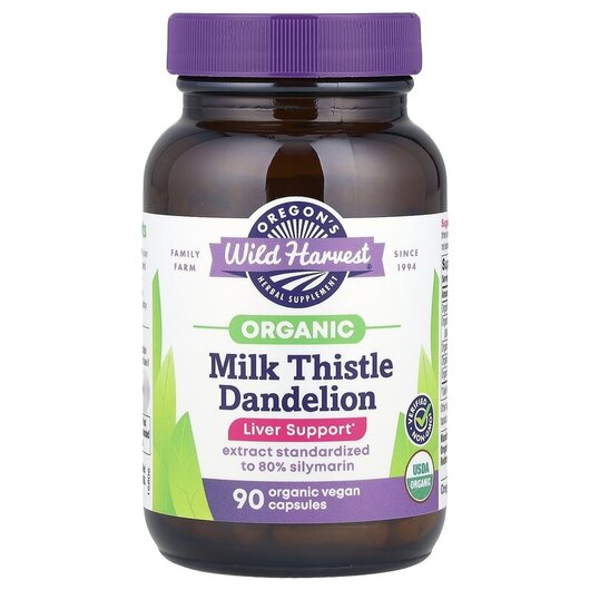 Основне фото товару Milk Thistle Dandelion, Розторопша + Кульбаба, 90 капсул