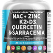 Фото товара NAC Zinc D3 K2 Quercetin Фото товара N-ацетилцистеин, NAC Zinc D3 K2 Quercetin, 60 капсул