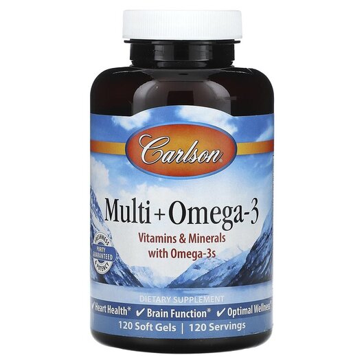 Основне фото товару Carlson, Multi + Omega-3, Омега 3, 120 капсул