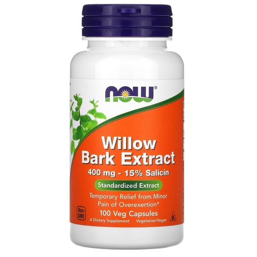Основное фото товара NOW Foods, Кора Ивы 400 мг, Willow Bark Extract 400 mg, 100 капсу