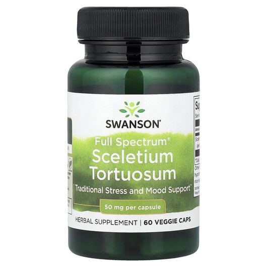 Основне фото товару Swanson, Full Spectrum Sceletium Tortuosum 50 mg, Канна, 60 капсу