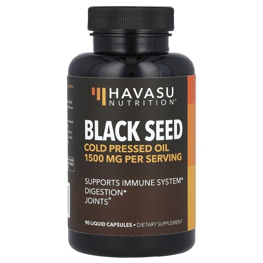 Основне фото товару Black Seed Cold Pressed Oil 1500 mg, Чорний кмин, 90 капсул