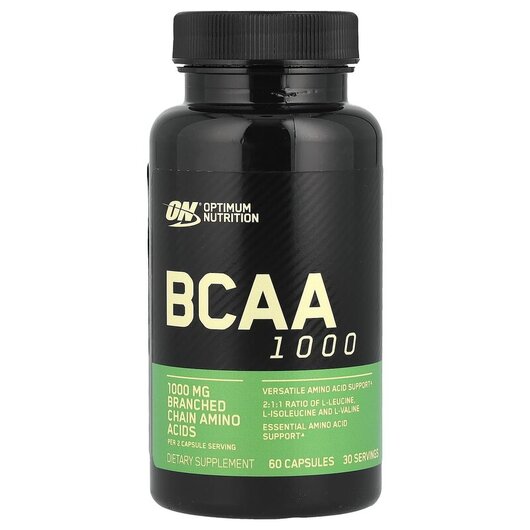 Основне фото товару Optimum Nutrition, BCAA 1000 mg, БЦАА 1000 мг, 60 капсул