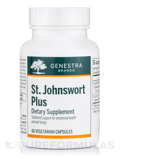 Основное фото товара St. Johnswort Plus Основное фото товара Genestra, Зверобой, St. Johnswort Plus, 60 капсул