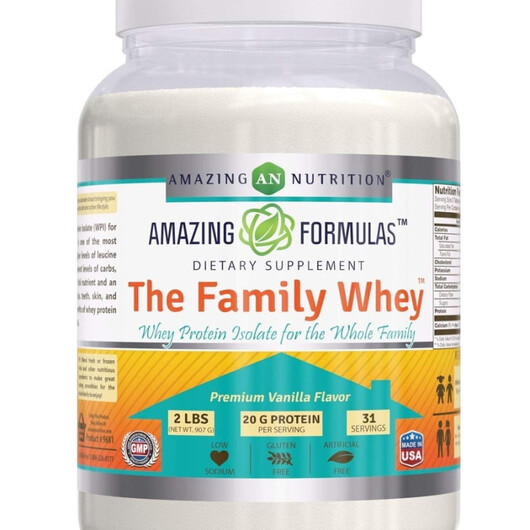 Основне фото товару Amazing Formulas The Family Whey Protein Isolate Vanilla Flavor Основне фото товару Amazing Formulas The Family Whey Protein Isolate Vanilla, Протеїн