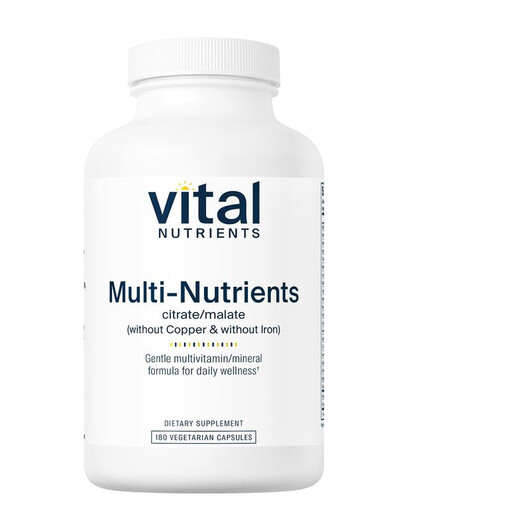 Основное фото товара Multi-Nutrients 3 Citrate/Malate without Copper & Iron Основное фото товара Vital Nutrients, Мультивитамины, Multi-Nutrients 3, 180 капсул