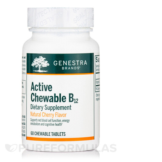 Основное фото товара Витамин B12 Кобаламин, Active Chewable B12 Cherry, 60 таблеток