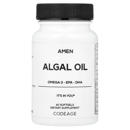 Основне фото товару Algal Oil, 500 mg Основне фото товару CodeAge, Algal Oil, 500 mg, Веганська Омега-3, 60 капсул