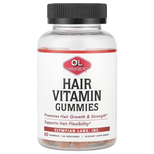 Основне фото товару Olympian Labs, Hair Vitamin Gummies, Шкіра нігті волосся, 60 табл