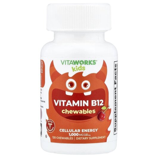 Основне фото товару Kids Vitamin B12 Cherry Основне фото товару VitaWorks, Kids Vitamin B12 Cherry, Вітамін B1 Тіамін, 120 таблет