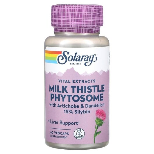 Основное фото товара Vital Extracts Milk Thistle Phytosome Основное фото товара Solaray, Расторопша, Vital Extracts Milk Thistle Phytosome, 60 ка